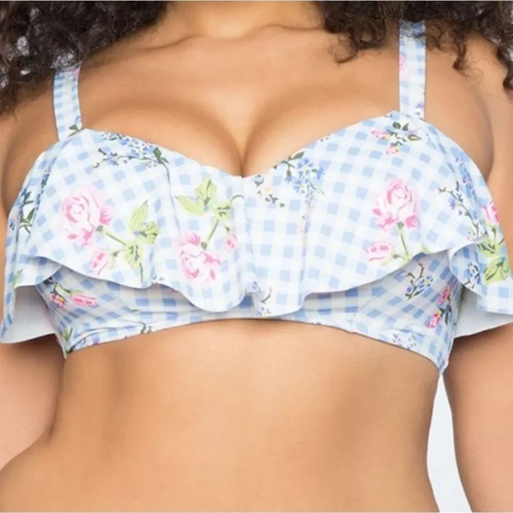 Eloquii Blue Garden Party Swim Bikini Top